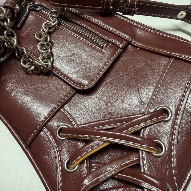 레이빔즈 버건디 숄더백