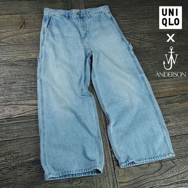 [유니클로 X JW앤더슨] 로고 자수 와이드 카펜터 데님팬츠 M19080