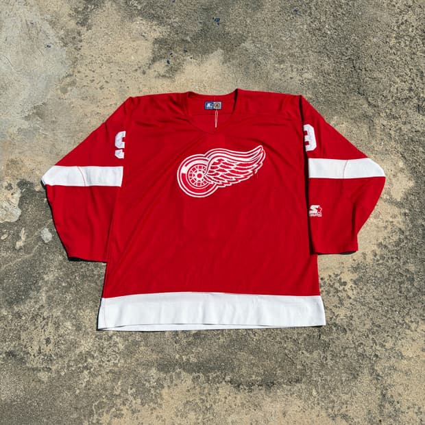 90s 스타터 NHL 디트로이트 레드윙스 빈티지 유니폼 져지 2XL