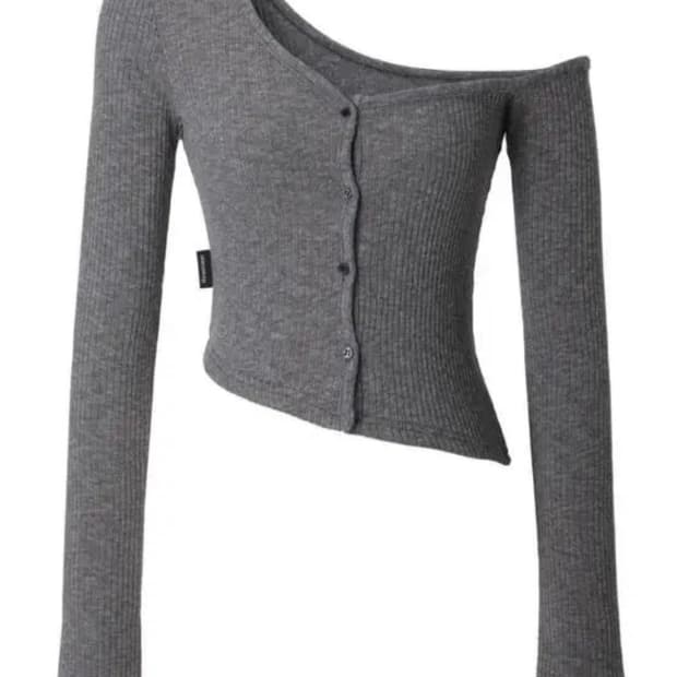 쓰리타임즈 원숄더 버튼 멜란지