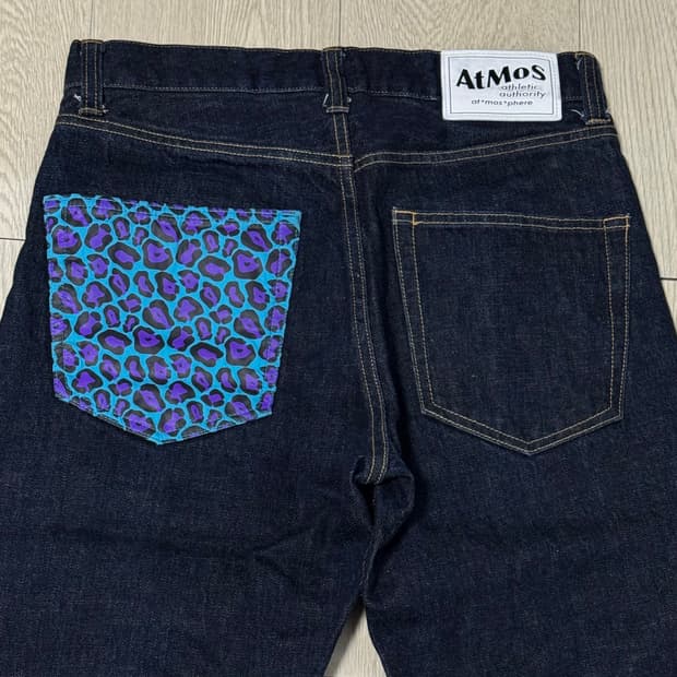 아트모스 Atmos 레오파드 포켓 인디고 데님 일본제 M