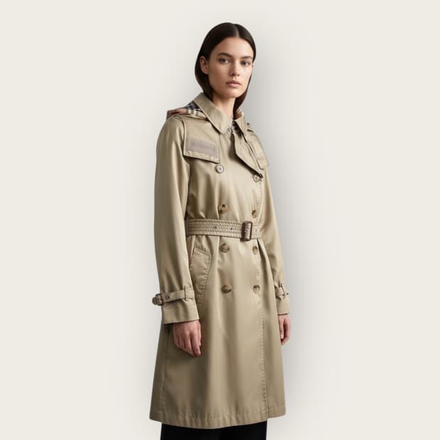 UK12/ 버버리 신형 디태처블 후디드 트렌치코트