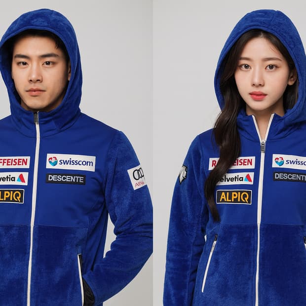 데상트 블루 스위스콤 후드집업 남녀공용 100 62 53