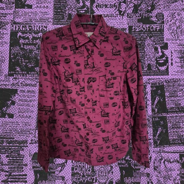 히스테릭글래머 빈티지 로고플레이 카툰 셔츠