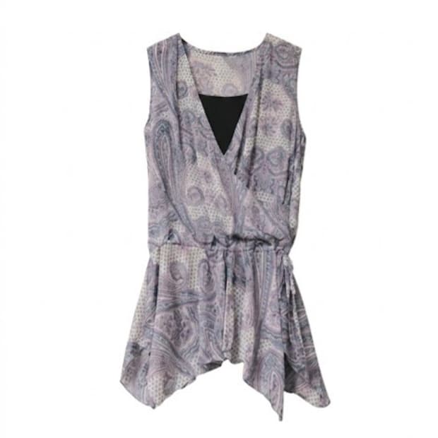 라벤더 페이즐리 탑 + 슬리브리스 티 SET