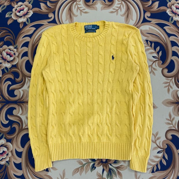 (S)00s 폴로 랄프로렌 코튼 꽈배기 케이블니트(옐로우)