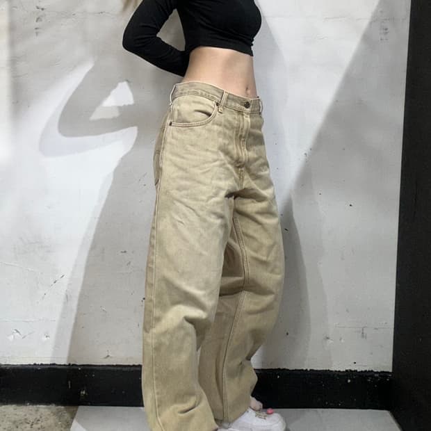 리바이스 505 와이드 베이지 데님 팬츠 청바지 36