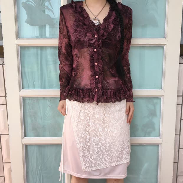 Full printing frill mesh jacket