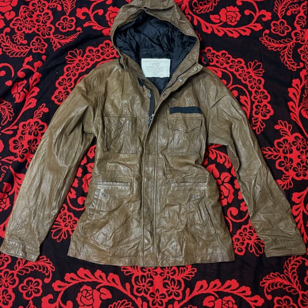 vitage Leather Hood punk jacket