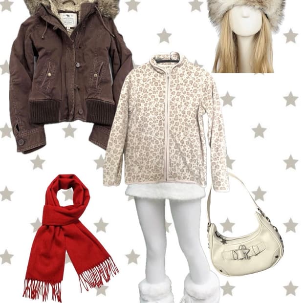 빈티지 라떼깔 갸루 레오파드 후리스