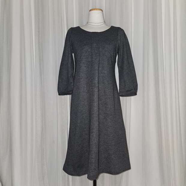 빈티지 히메 리본 포인트 니트 원피스