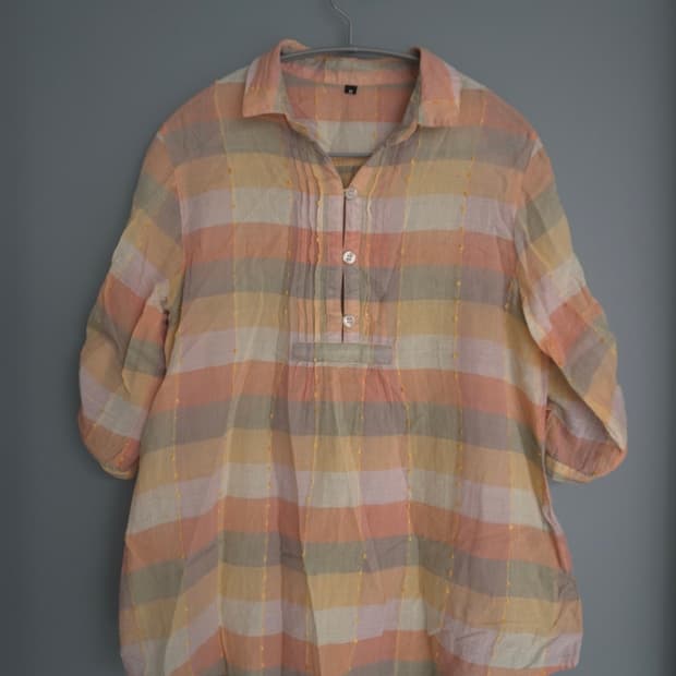 오렌지 린넨 블라우스