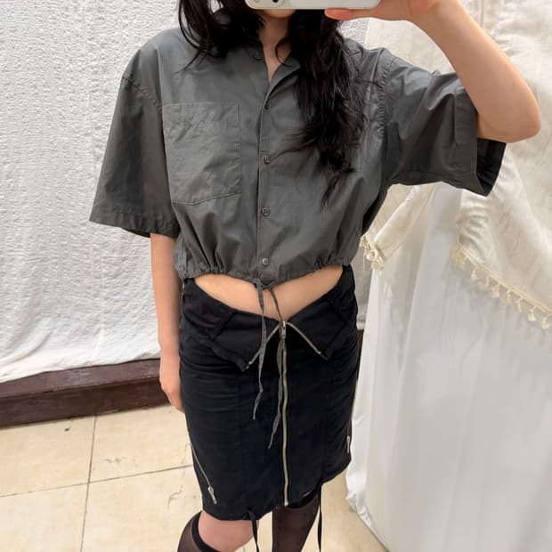 string charcoal cropped shirts