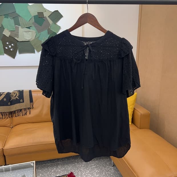 빈티지 모리걸 반팔 펀칭 블라우스 100 C04657 