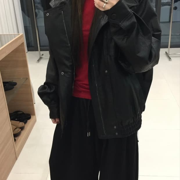 리튼 오버핏 레더자켓