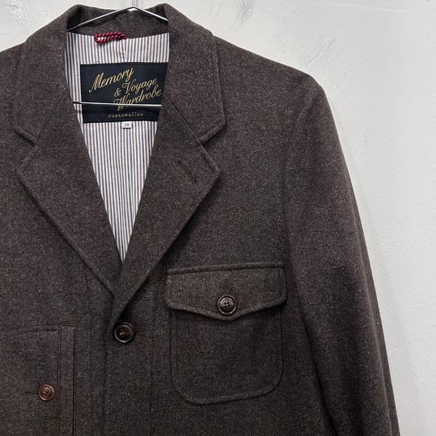 커스텀멜로우 울 헤링본 워크웨어 하프코트