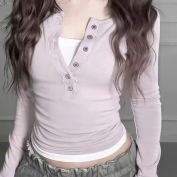 Y2k 연보라 레이어드 티셔츠 새상품