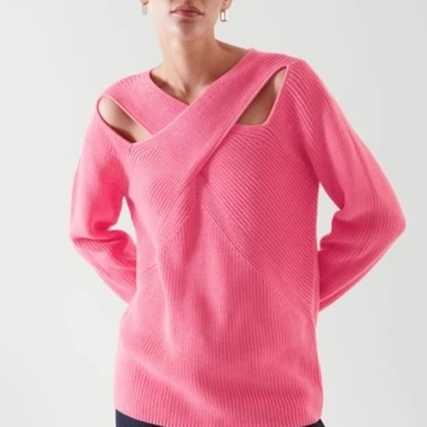 Cos 코튼 드레이프드 패널 니트 xs 핑크