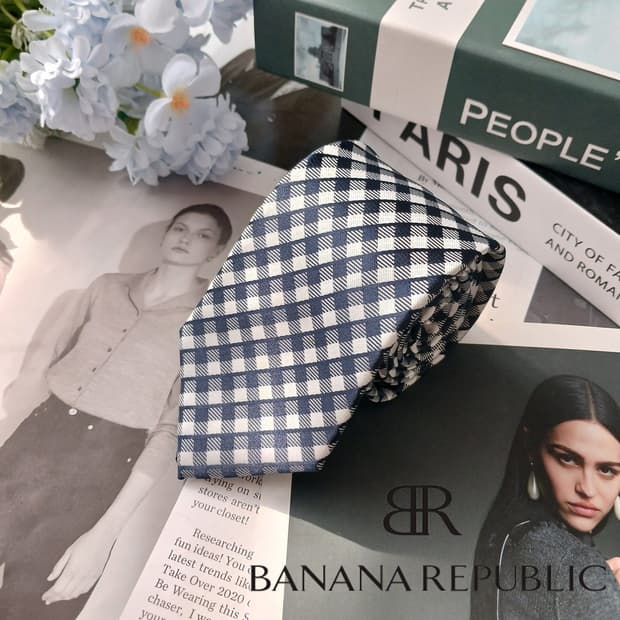 바나나리퍼블릭 네이비 체크 패턴 넥타이 7.6cm S~A+등급 E876