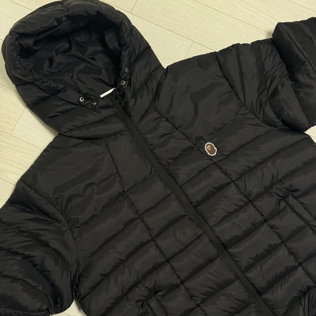 베이프 블랙 워머 후드 패딩