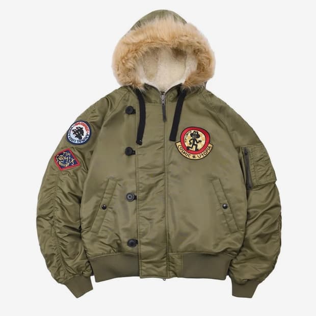 팀코믹스 패치드 MA-1 후디드 덱 점퍼 사이즈 S