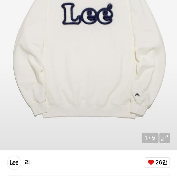 리lee 스프레이 볼륨 빈티지 로고 맨투맨 아이보리