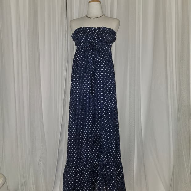 pinky girls 네이비 도트 히메 탑 드레스