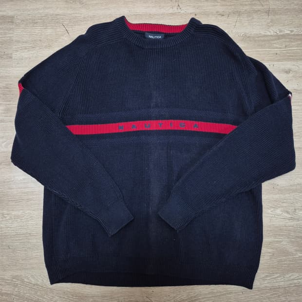 노티카 로고 라인 라운드 니트 S(90)