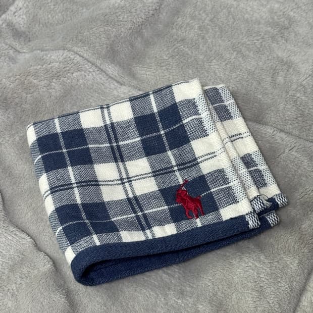 폴로 랄프로렌 네이비 체크 손수건 25 x 25 cm