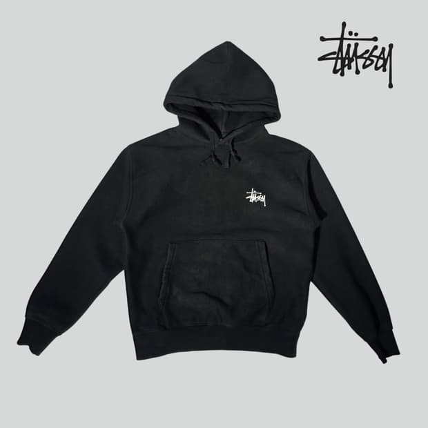 [S]스투시 베이직 로고 블랙 후드