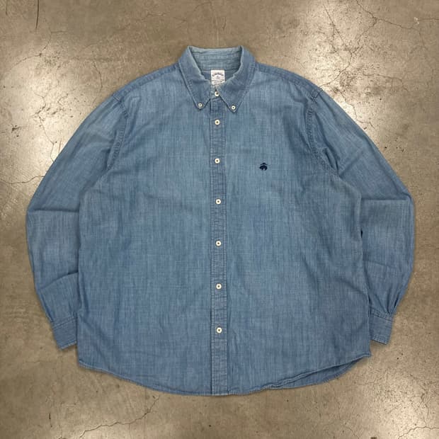 브룩스브라더스 스카이 컬러 스몰 로고 레귤러 핏 솔리드 셔츠