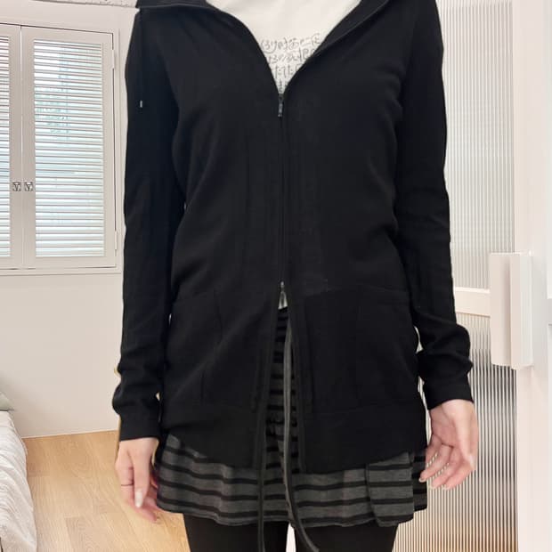 harajuku black knit half neck zip-up