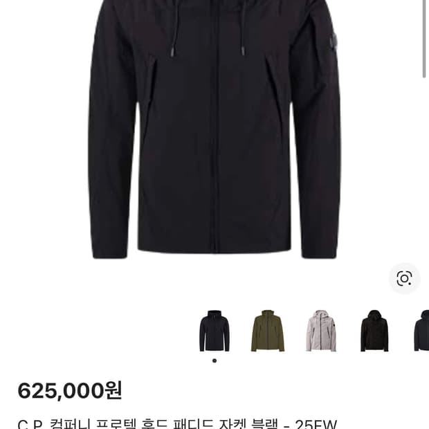 C.P. 컴퍼니 프로텍 후드 패디드 자켓 블랙 - 25FW