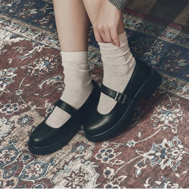 커스텀에이드 라운드 청키 메리제인 블랙 235