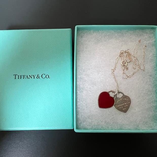 티파니 리턴 투 티파니 더블 하트 목걸이 레드