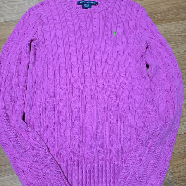 폴로 랄프로렌 코튼 핑크 케이블 니트