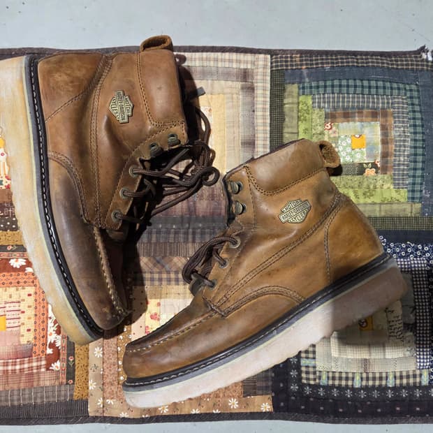 할리데이비슨 브라운색 웨지솔 워커 