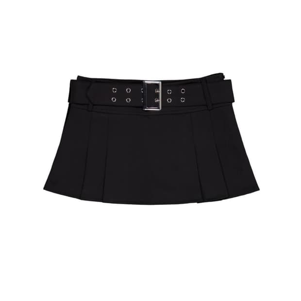 포어링 belted mini skirt