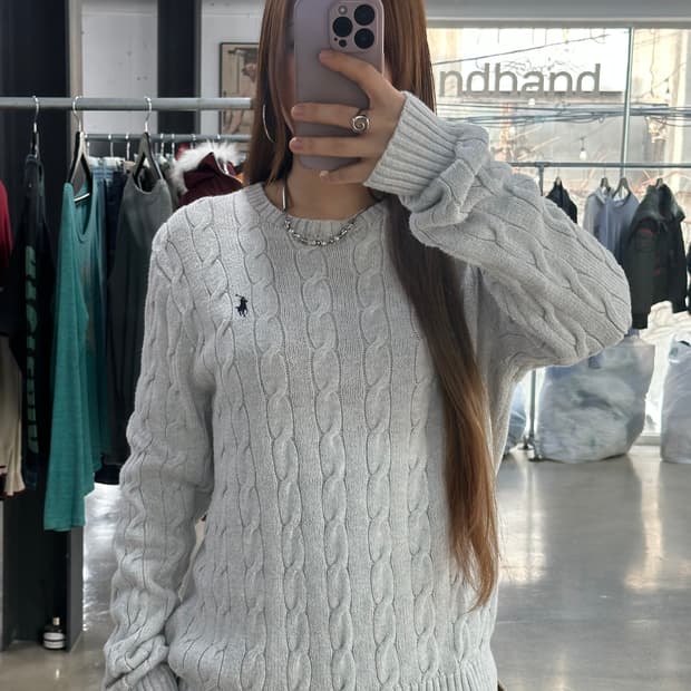 폴로랄프로렌 케이블니트 그레이