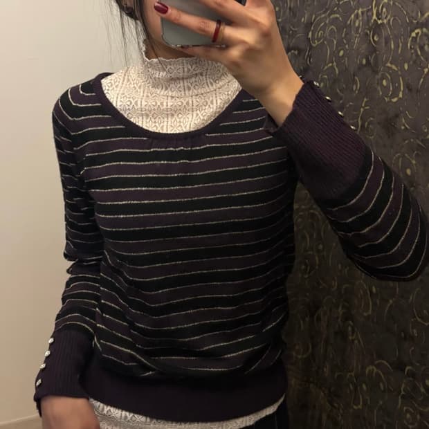 JPN Vintage 에스닉 오리엔탈 스트라이프 니트