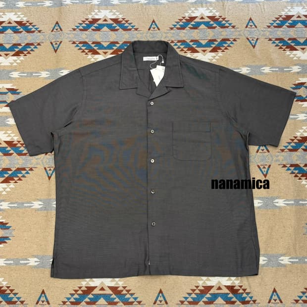 [XL][110] 나나미카 오픈카라 파나마 숏슬리브 셔츠 헤더 그레이