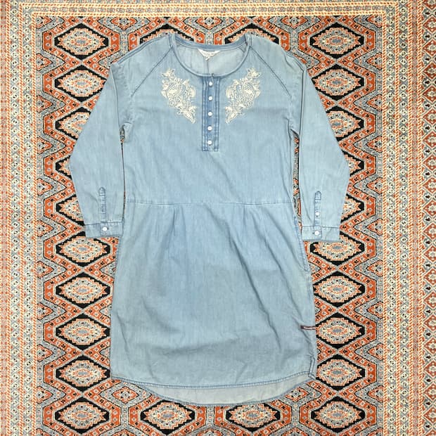 써스데이아일랜드 자수 청 원피스 여성S