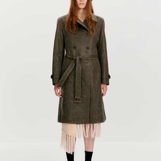 The Open Product 레더 트렌치 코트