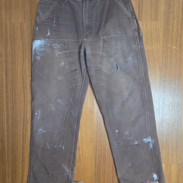 칼하트 브라운 더블니 워크팬츠 데미지