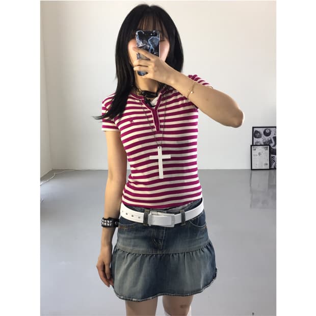 Ralph Lauren Pink Striped T-Shirts
