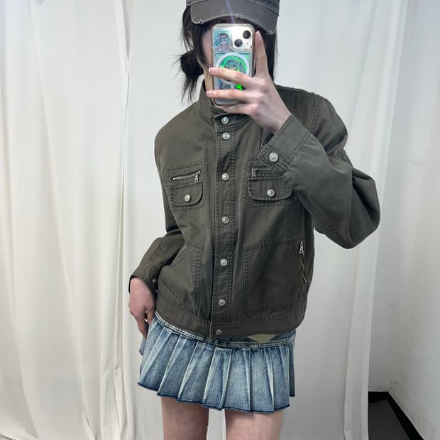 Y2K 카키브라운 유틸리티 자켓 