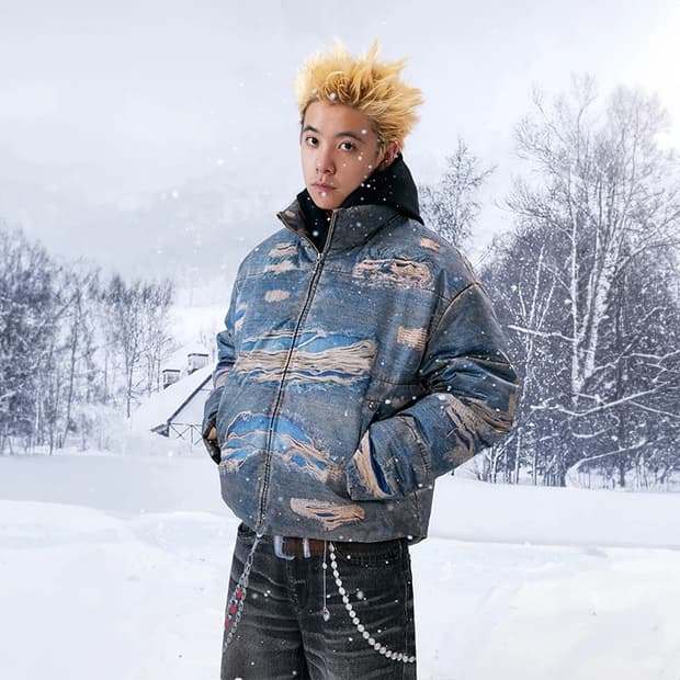 래깅 오일" 래깅 디지털프린트 하이넥 데님 덕 다운 재킷