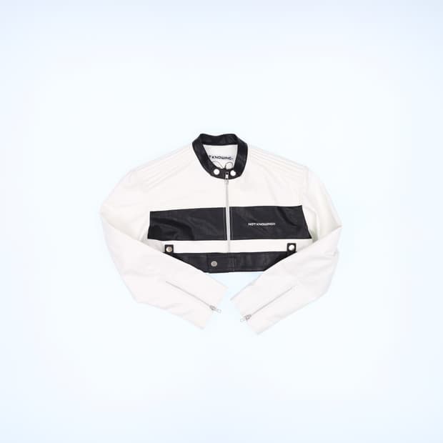 [실측확인] 새상품 낫노잉 여성 크롭 레이싱 레더 자켓 0120J