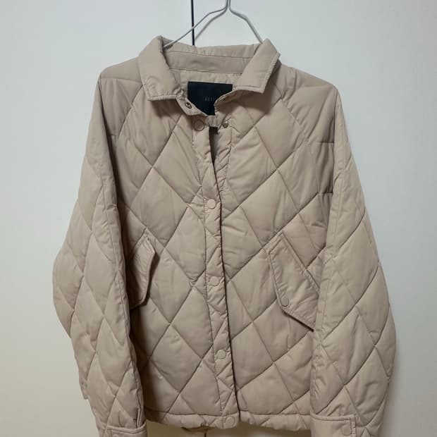 AUBE 퀼팅 자켓 베이지 경량패딩 퀼팅자켓 깔깔이 누빔자켓 퀼팅패딩