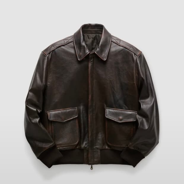 쿠어 빈티지 카우 스킨 A-2 레더 자켓 (다크브라운) m